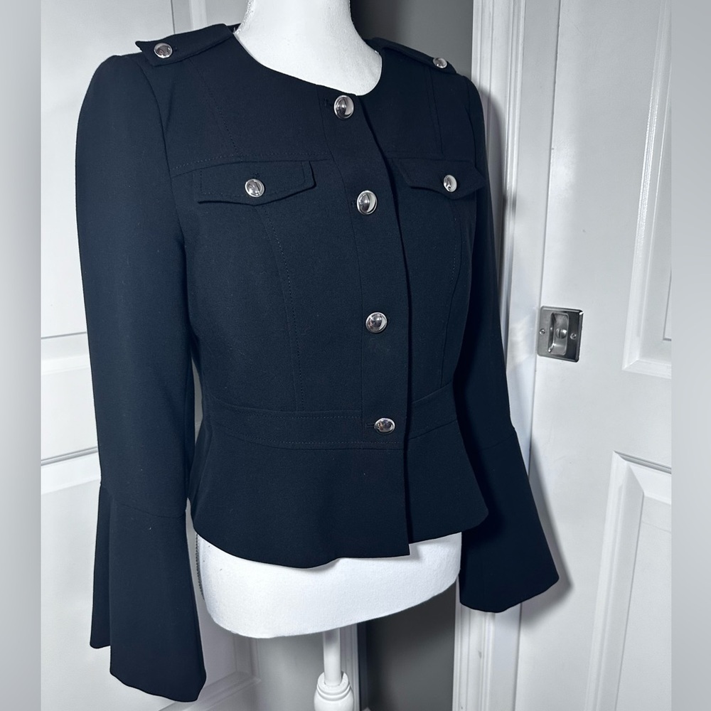 White House Black Market Military Style Cropped Blazer Black Size 4